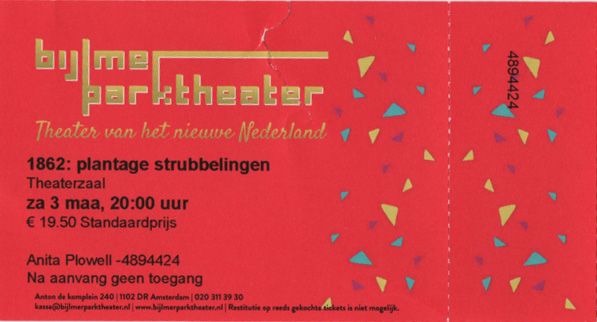 Toegangskaart 1862 voorstelling 3 maart 2018